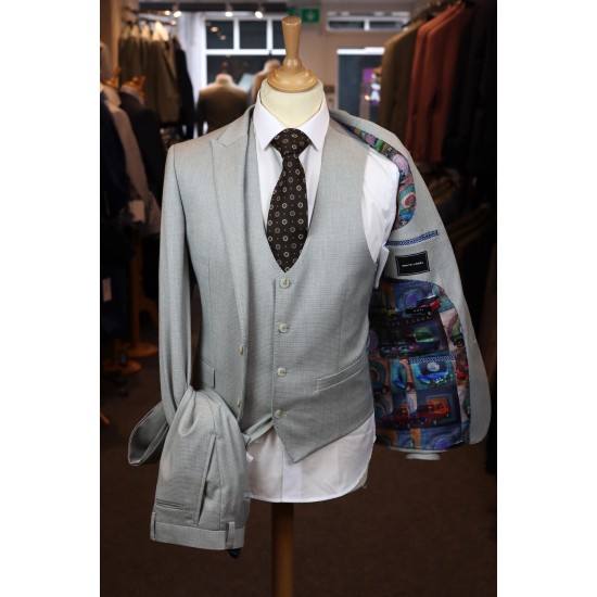 White Label Slim Fit Silver Oliver 3pc suit