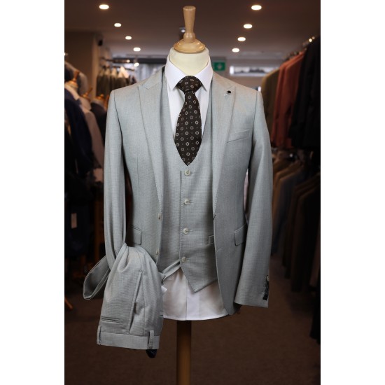 White Label Slim Fit Silver Oliver 3pc suit