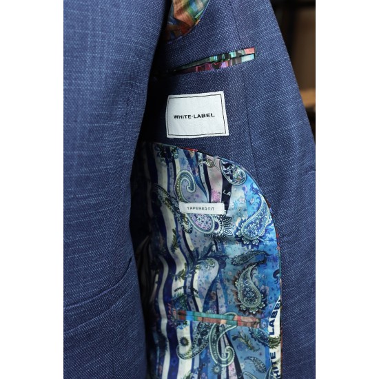 White Label Tapered Fit Blue GEO Jacob 3pcs suit