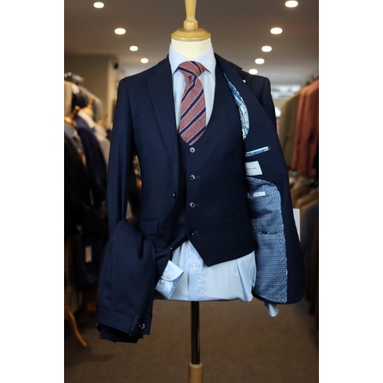 White Label Tapered Fit Dark Navy Jasper 3pc suit
