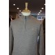 Half zip merino wool blend pullover in beige