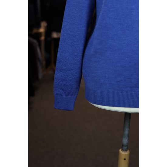 Half zip merino wool blend pullover in blue