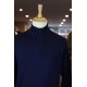 Half zip merino wool blend pullover in navy