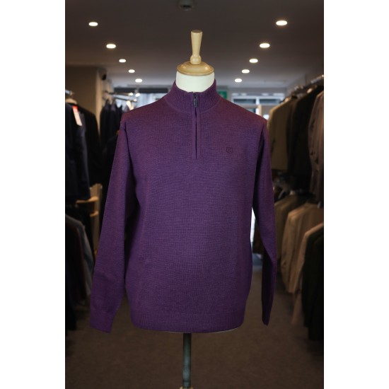 Kessler Purple Half Zip Merino Wool Blend Pullover