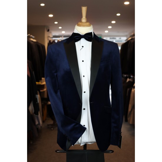 White Label Navy Velvet Tuxedo Suit