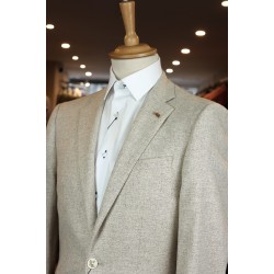 White Label Tapered Fit Beige Linen Jordan Blazer