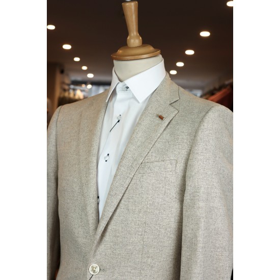 White Label Tapered Fit Beige Linen Jordan Blazer